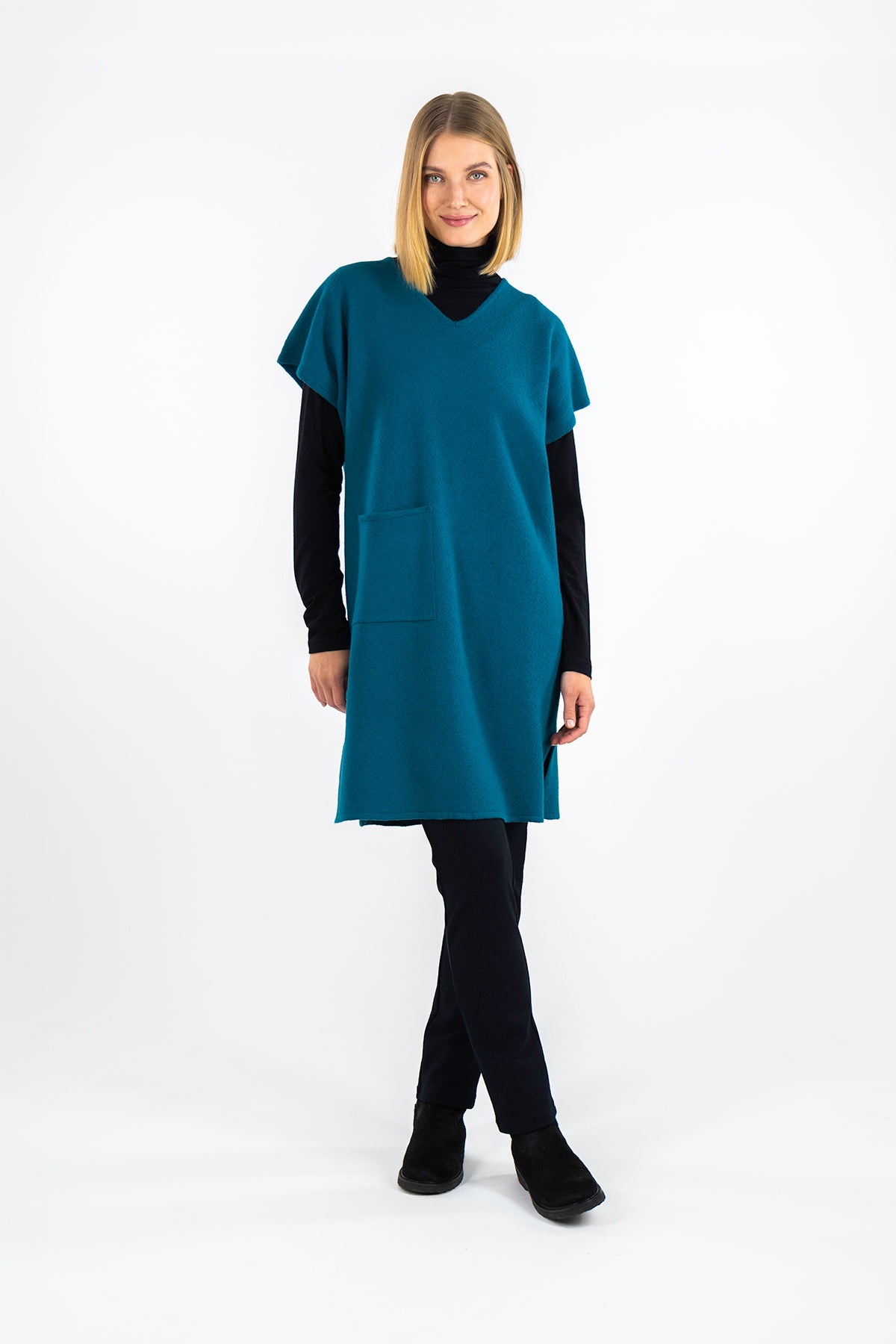 KEFEUS knitted dress petrol green