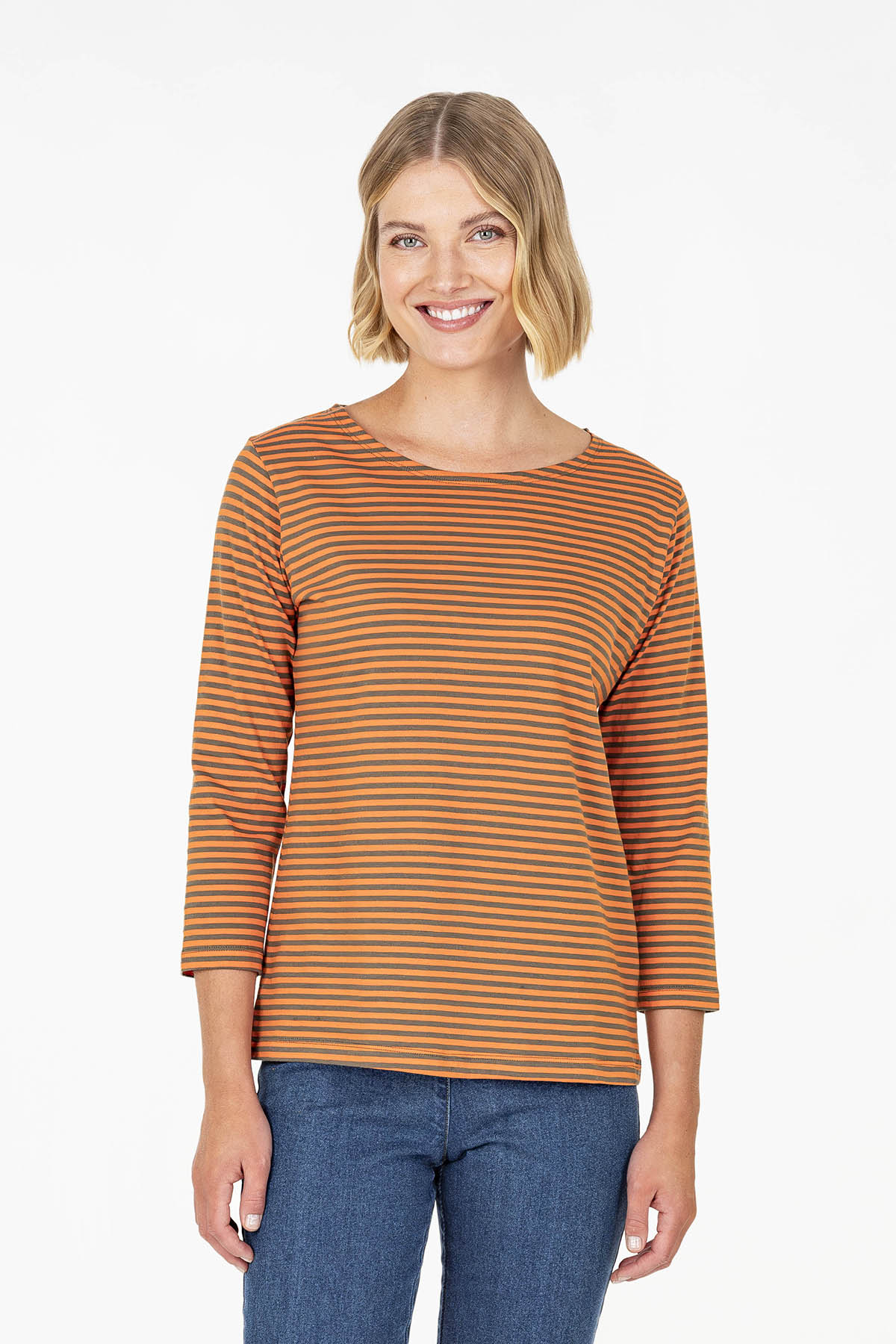 UNA top orange-olive