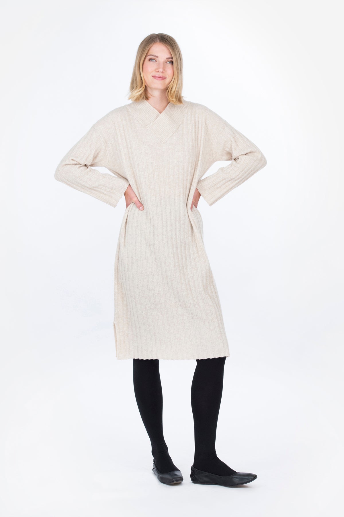 KANJONI knitted dress light beige