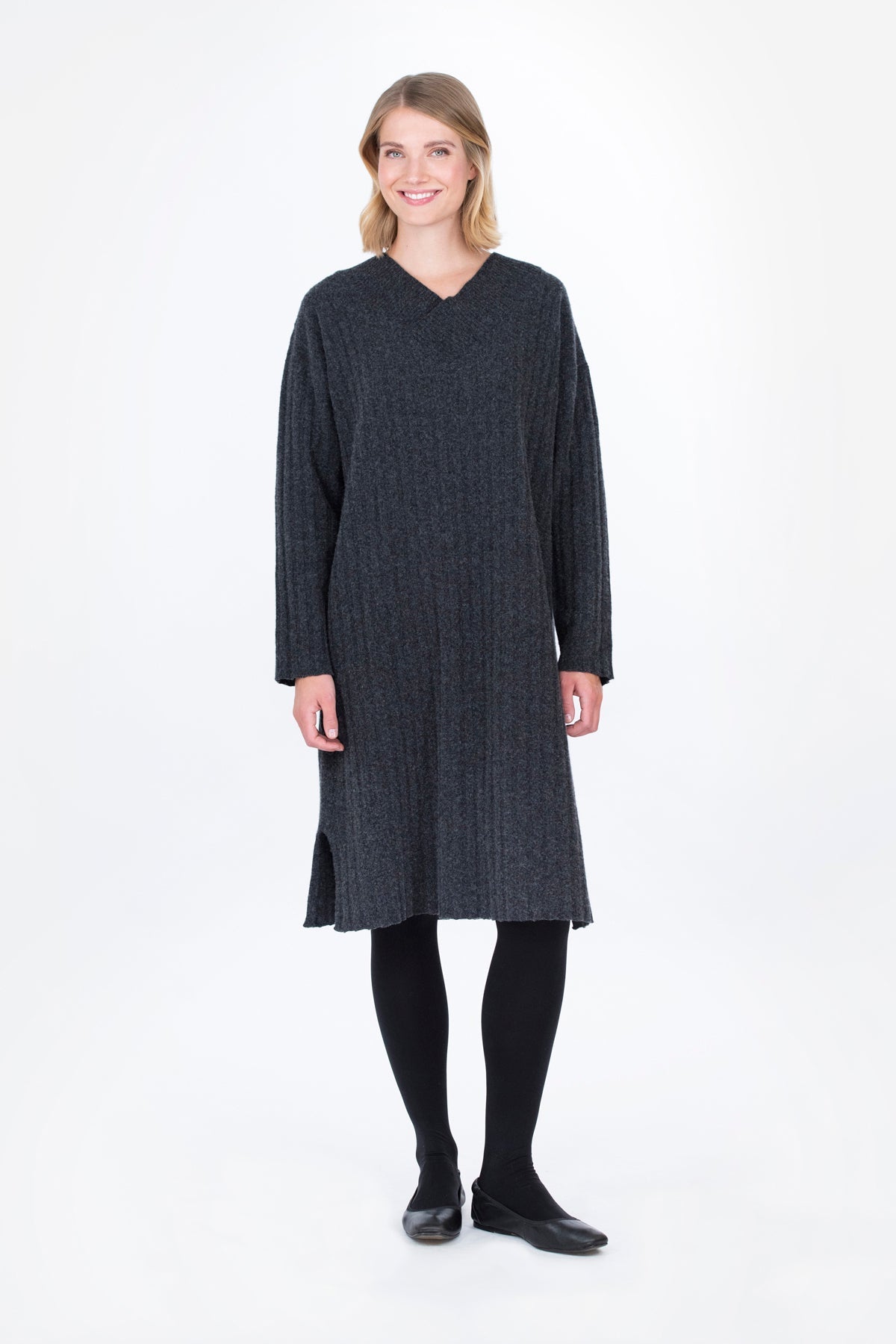 KANJONI knitted dress dark gray