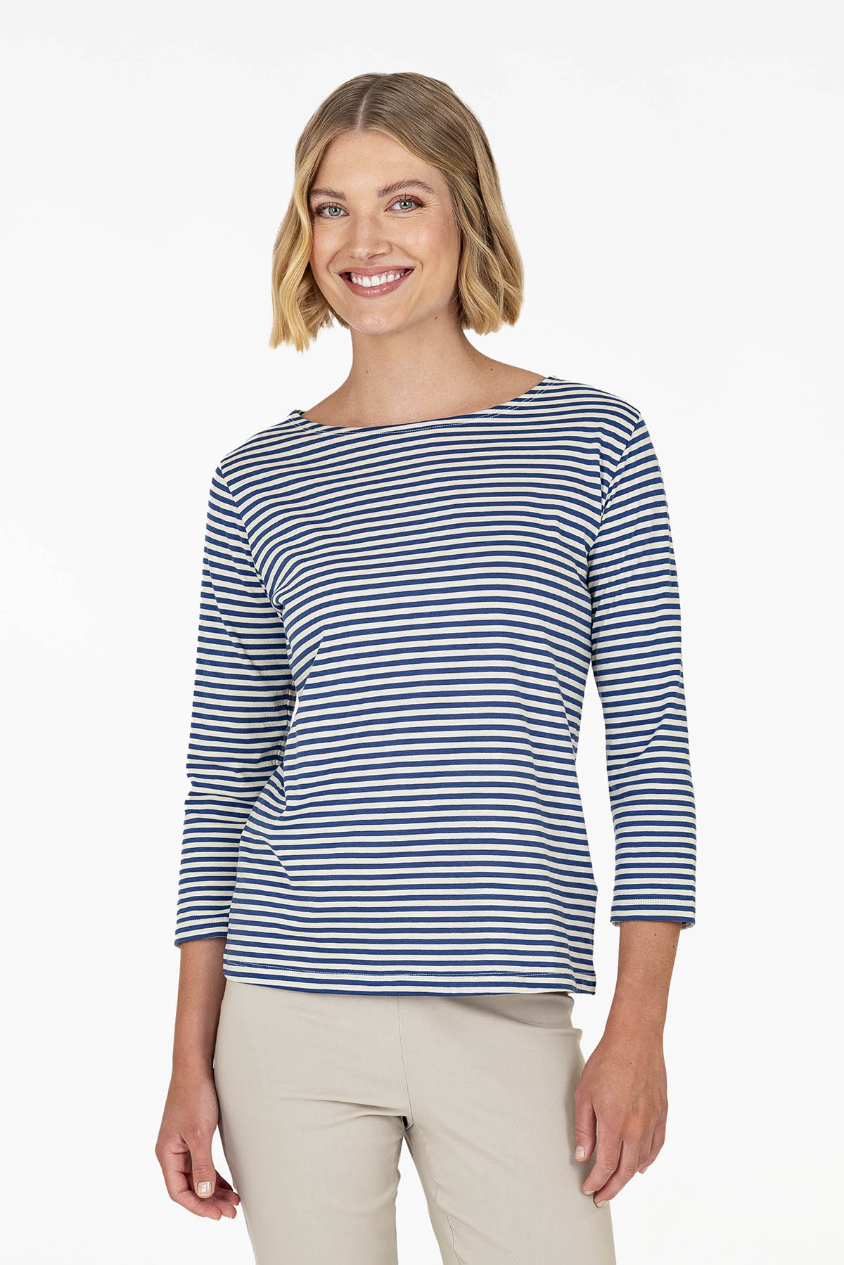 UNA top blue-beige